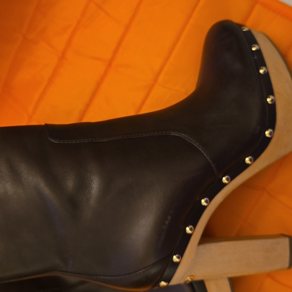 Michael Kors Black Leather Studded Platform Booties - Picture 4 of 6